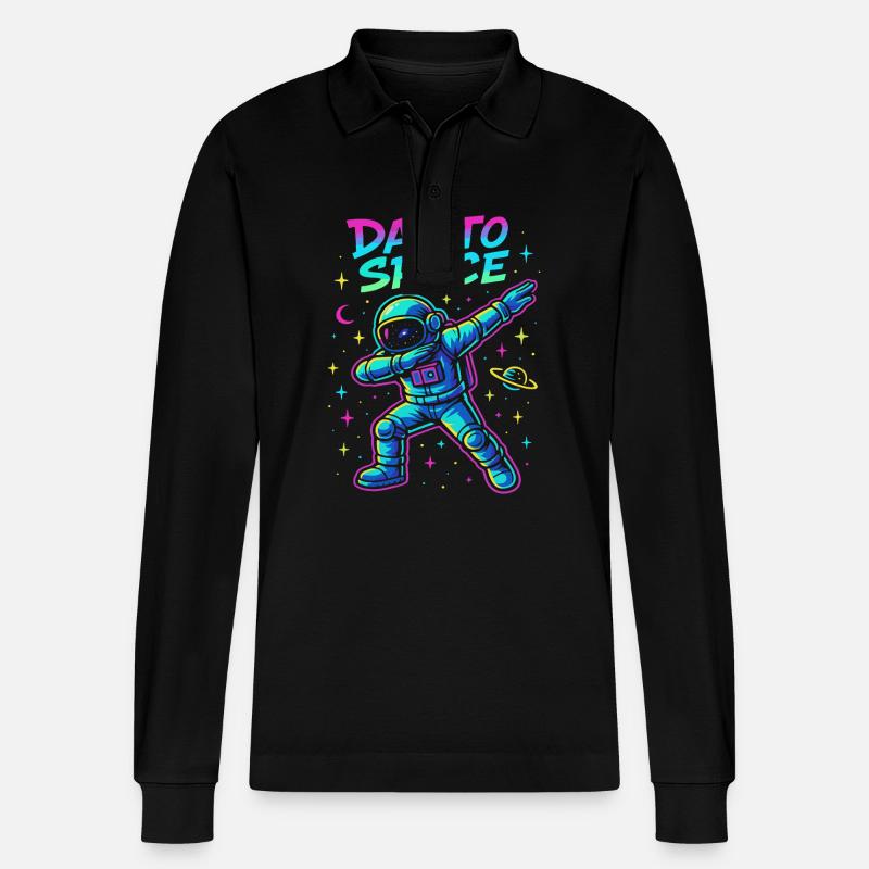 Dab To Space Astronaut Abenteuer - Stanley/Stella Unisex Bio-Langarm-Poloshirt Prepster - Schwarz
