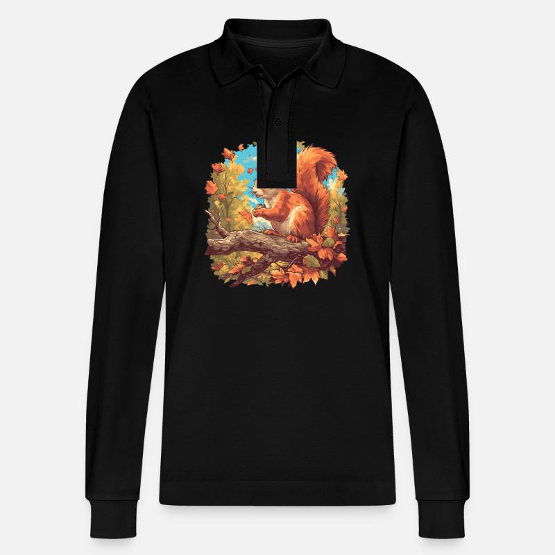 Eichhörnchen - Stanley/Stella Unisex Bio-Langarm-Poloshirt Prepster - Schwarz