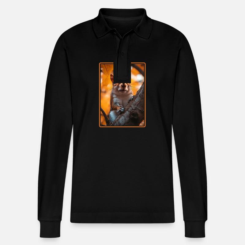 Eichhörnchen - Stanley/Stella Unisex Bio-Langarm-Poloshirt Prepster - Schwarz