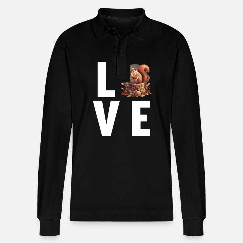 Eichhörnchen - Stanley/Stella Unisex Bio-Langarm-Poloshirt Prepster - Schwarz