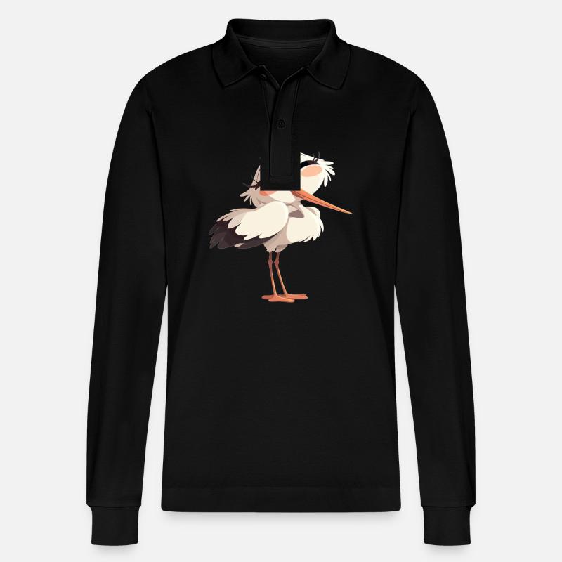 Störche Storch - Stanley/Stella Unisex Bio-Langarm-Poloshirt Prepster - Schwarz