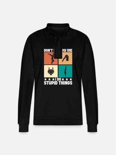 Diving diving board - Stanley/Stella Organic Unisex Long-Sleeved Polo Shirt Prepster - black