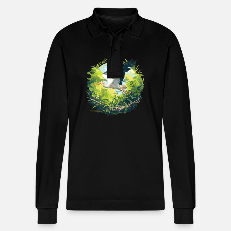 Störche Storch - Stanley/Stella Unisex Bio-Langarm-Poloshirt Prepster - Schwarz