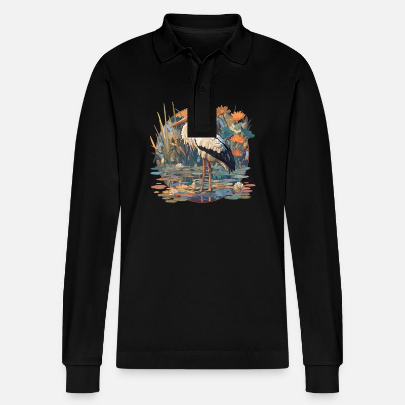 Störche Storch - Stanley/Stella Unisex Bio-Langarm-Poloshirt Prepster - Schwarz