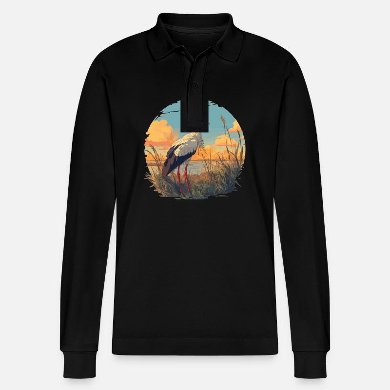 Störche Storch - Stanley/Stella Unisex Bio-Langarm-Poloshirt Prepster - Schwarz