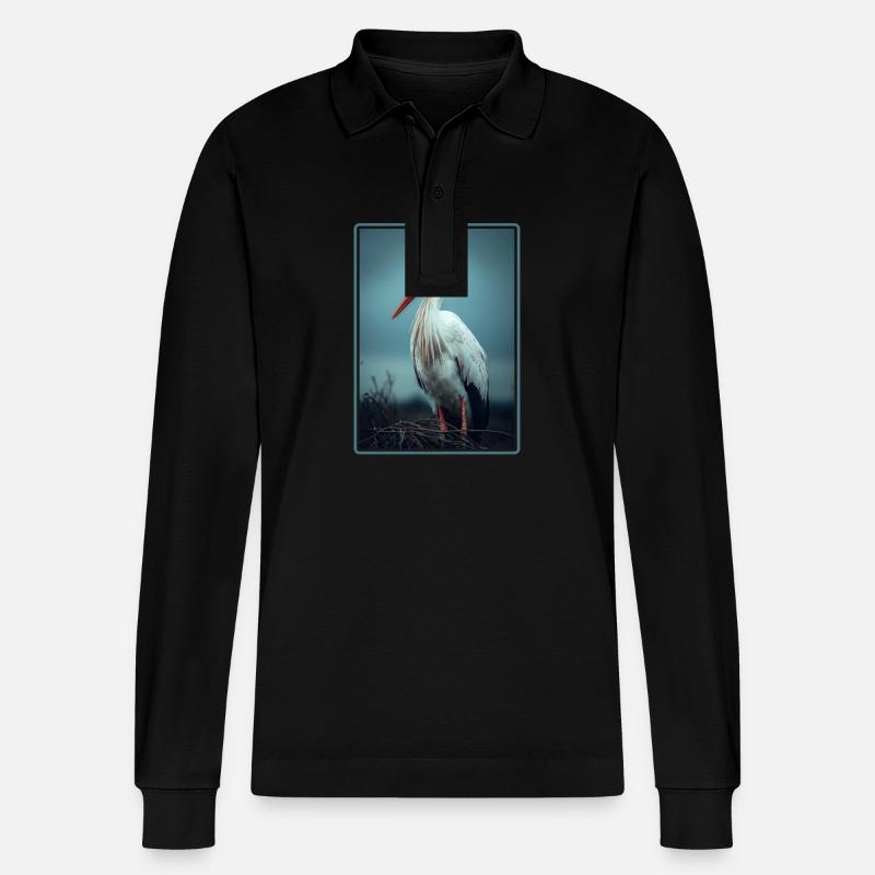 Störche Storch - Stanley/Stella Unisex Bio-Langarm-Poloshirt Prepster - Schwarz