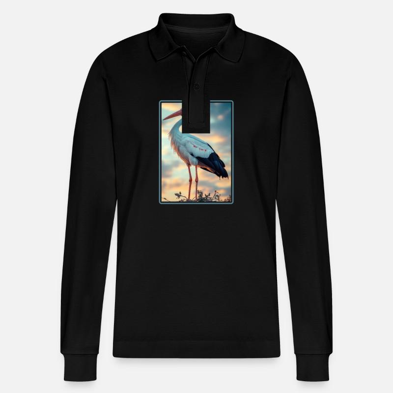 Störche Storch - Stanley/Stella Unisex Bio-Langarm-Poloshirt Prepster - Schwarz