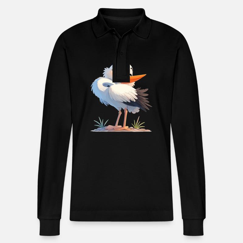 Storks Stork - Stanley/Stella Organic Unisex Long-Sleeved Polo Shirt Prepster - black