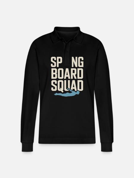 Diving diving board - Stanley/Stella Organic Unisex Long-Sleeved Polo Shirt Prepster - black
