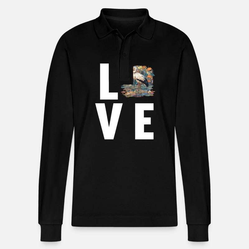Störche Storch - Stanley/Stella Unisex Bio-Langarm-Poloshirt Prepster - Schwarz