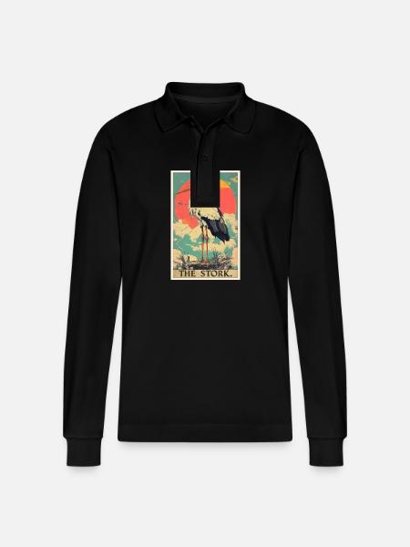 Storks Stork - Stanley/Stella Organic Unisex Long-Sleeved Polo Shirt Prepster - black