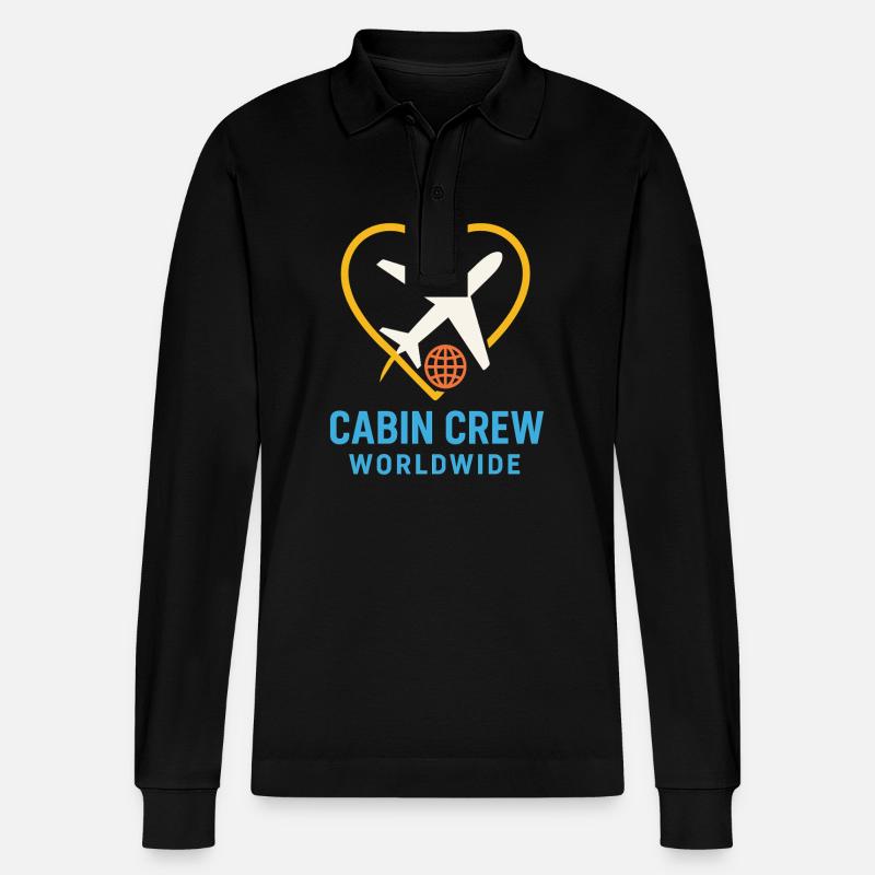 Flugbegleiter Kabinencrew Leben Luftfahrt - Stanley/Stella Unisex Bio-Langarm-Poloshirt Prepster - Schwarz