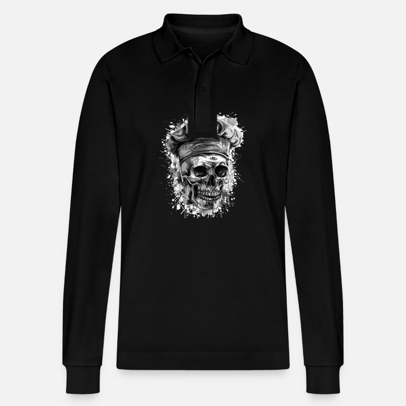 Chefkoch Koch Skull - Stanley/Stella Unisex Bio-Langarm-Poloshirt Prepster - Schwarz