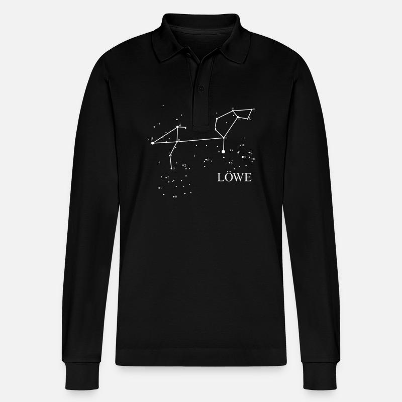 Sternbild Löwe - Stanley/Stella Unisex Bio-Langarm-Poloshirt Prepster - Schwarz