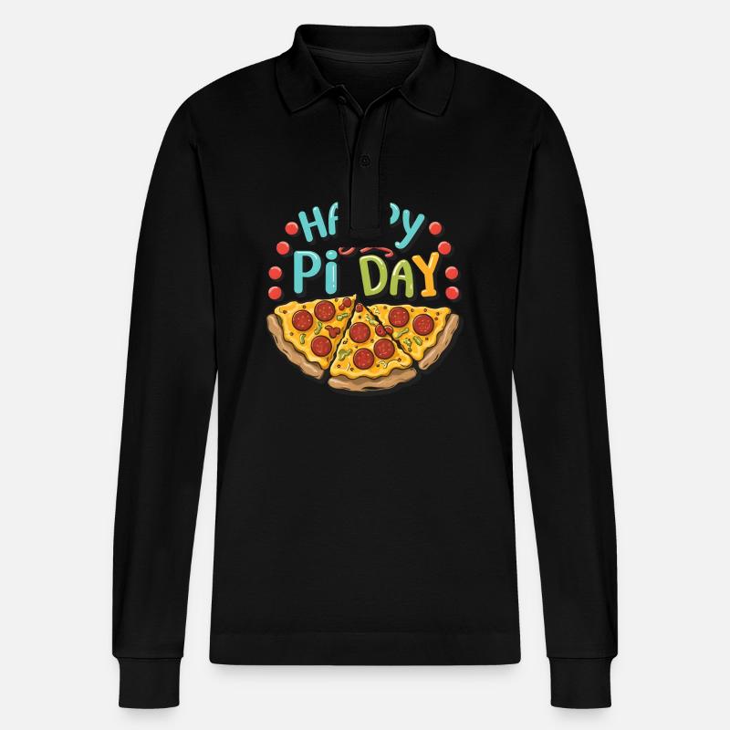 Pizza Pi Day Mathelehrer Mathematiker - Stanley/Stella Unisex Bio-Langarm-Poloshirt Prepster - Schwarz