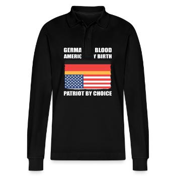 American German - Stanley/Stella Organic Unisex Long-Sleeved Polo Shirt Prepster - black - Front - Anna (173cm) & Nico (186cm)