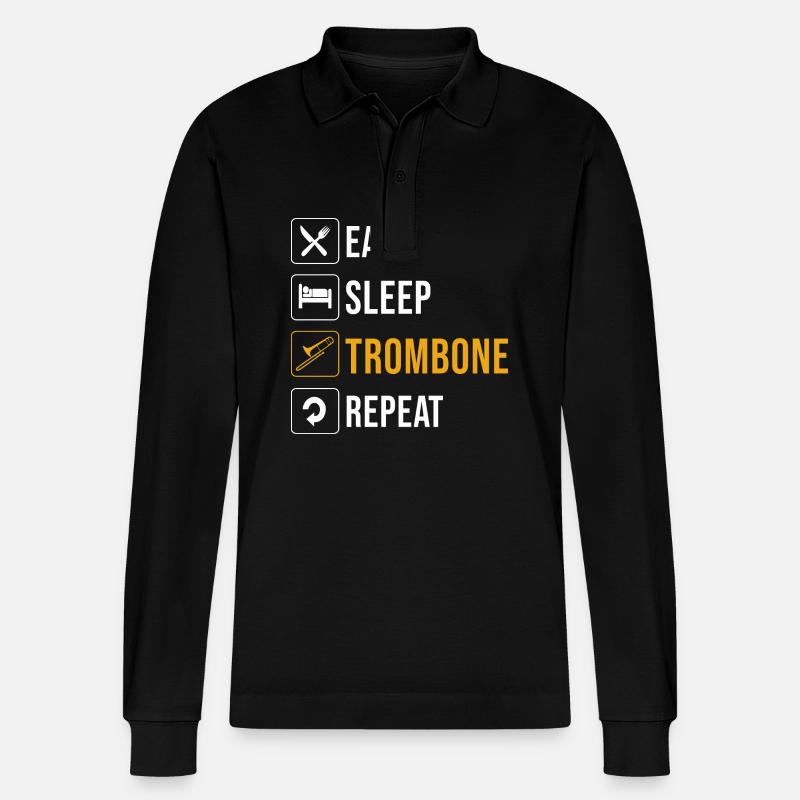 Trombone - Stanley/Stella Organic Unisex Long-Sleeved Polo Shirt Prepster - black