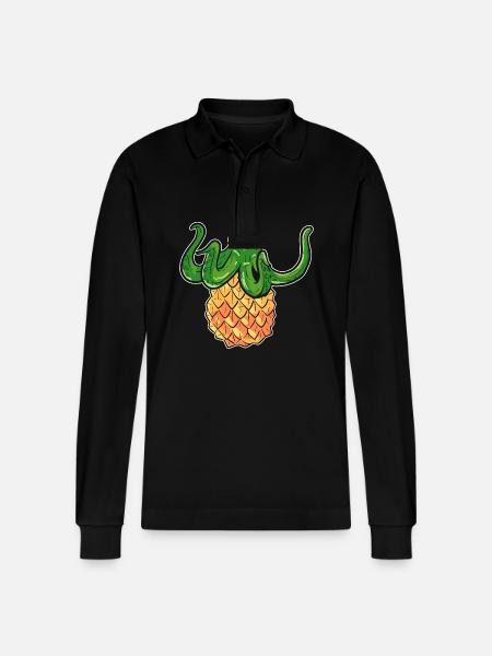 Pineapple - Stanley/Stella Organic Unisex Long-Sleeved Polo Shirt Prepster - black