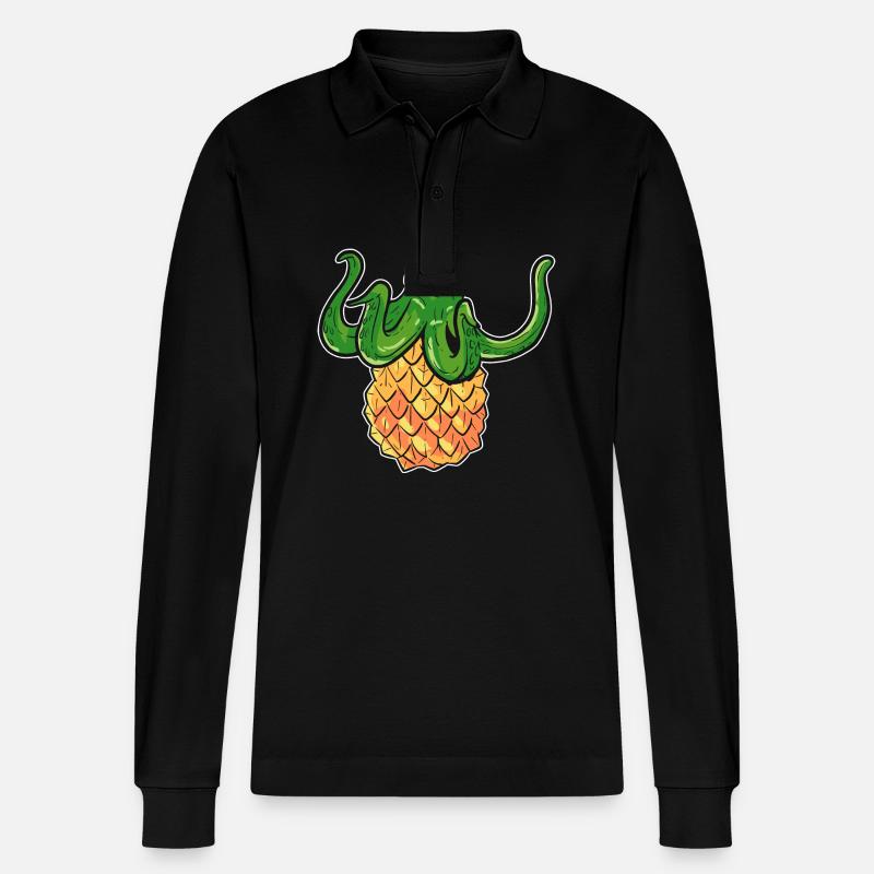 Ananas - Stanley/Stella Unisex Bio-Langarm-Poloshirt Prepster - Schwarz