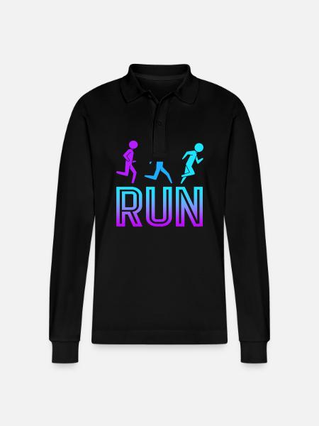 Marathon Marathon Runner - Stanley/Stella Organic Unisex Long-Sleeved Polo Shirt Prepster - black