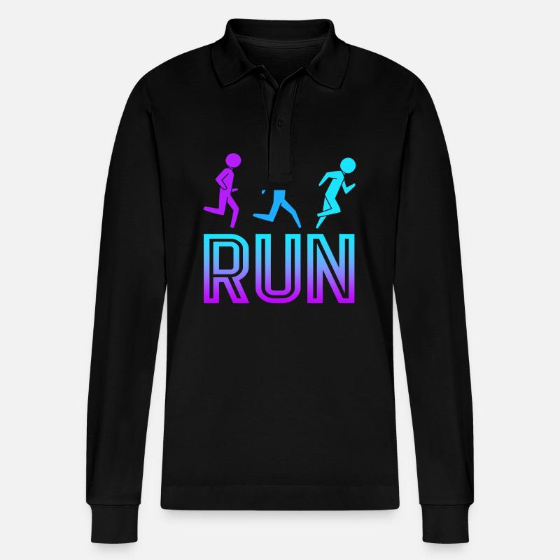 Marathon Marathonläufer - Stanley/Stella Unisex Bio-Langarm-Poloshirt Prepster - Schwarz