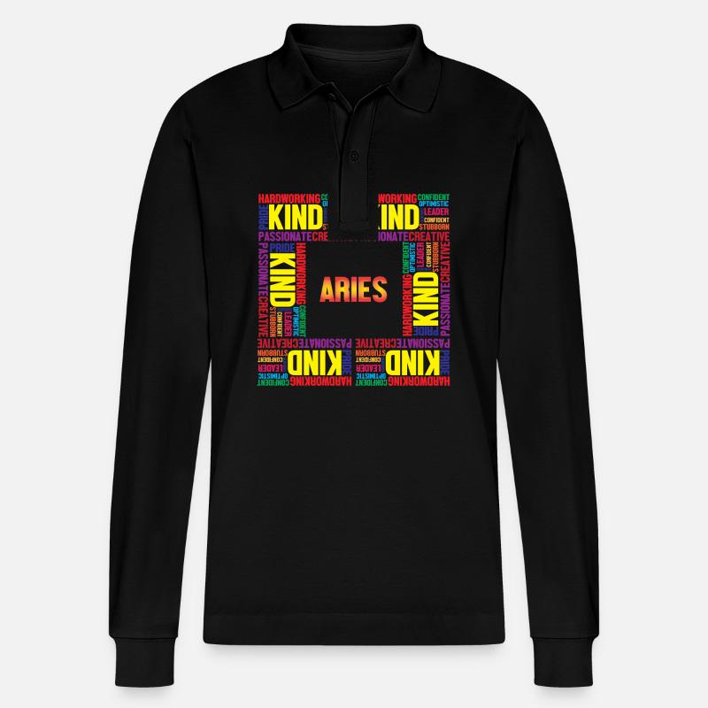 Sternzeichen Widder - Stanley/Stella Unisex Bio-Langarm-Poloshirt Prepster - Schwarz