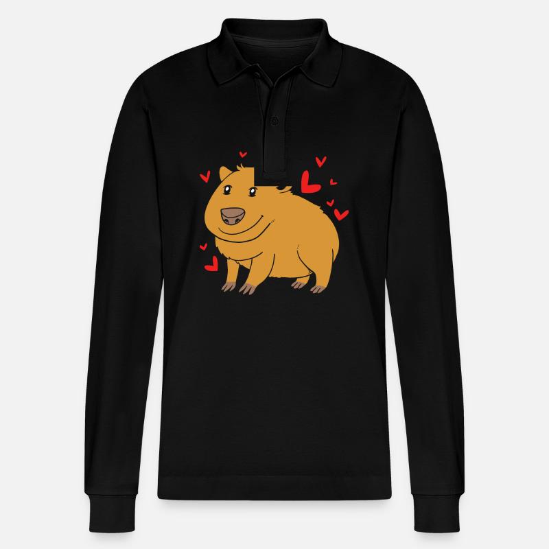 Capybara - Stanley/Stella Unisex Bio-Langarm-Poloshirt Prepster - Schwarz