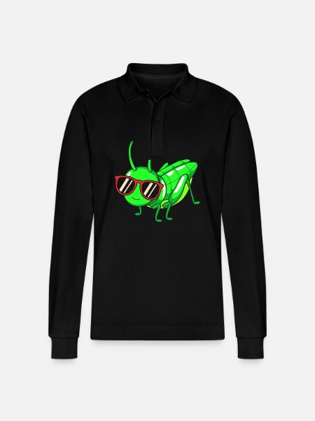 Grasshopper grasshopper - Stanley/Stella Organic Unisex Long-Sleeved Polo Shirt Prepster - black