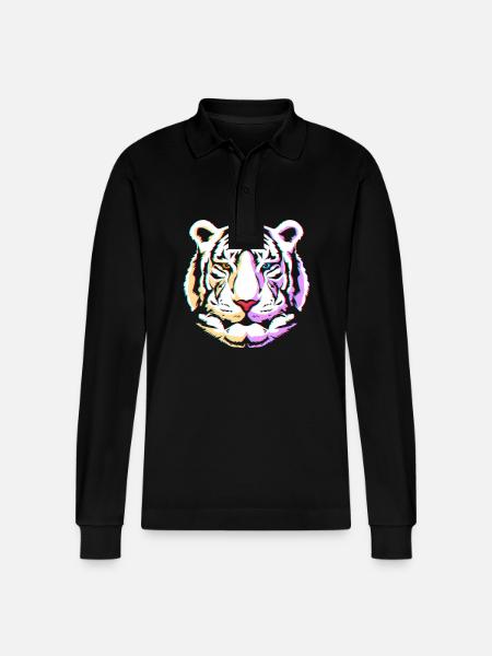 White Tiger - Stanley/Stella Organic Unisex Long-Sleeved Polo Shirt Prepster - black