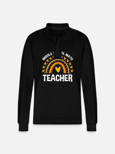 Middle School Teachers - Stanley/Stella Organic Unisex Long-Sleeved Polo Shirt Prepster - black