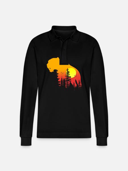 Sabre-toothed tiger - Stanley/Stella Organic Unisex Long-Sleeved Polo Shirt Prepster - black