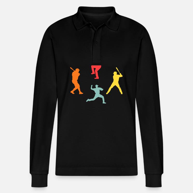 Baseballspieler Evolution Baseball - Stanley/Stella Unisex Bio-Langarm-Poloshirt Prepster - Schwarz