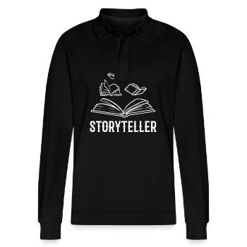 Author - Stanley/Stella Organic Unisex Long-Sleeved Polo Shirt Prepster - black - Front - Anna (173cm) & Nico (186cm)