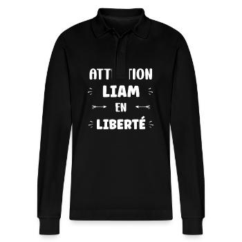 Liam - Polo à manches longues bio PREPSTER Stanley/Stella Unisexe - noir - Devant - Anna (173cm) & Nico (186cm)
