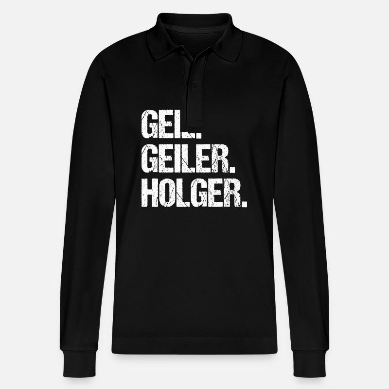 Holger - Stanley/Stella Unisex Bio-Langarm-Poloshirt Prepster - Schwarz