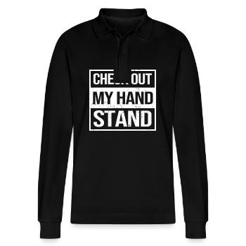 Gymnastics - Stanley/Stella Organic Unisex Long-Sleeved Polo Shirt Prepster - black - Front - Anna (173cm) & Nico (186cm)