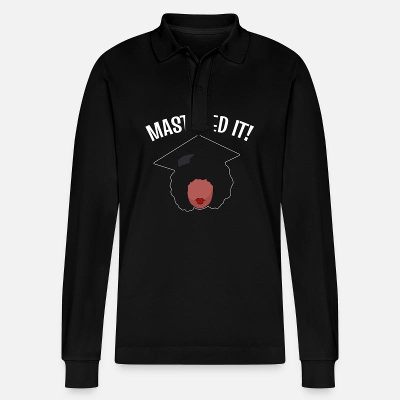 Master Studium Abschlussfeier - Stanley/Stella Unisex Bio-Langarm-Poloshirt Prepster - Schwarz