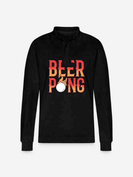 Beer Pong Beer Pong - Stanley/Stella Organic Unisex Long-Sleeved Polo Shirt Prepster - black