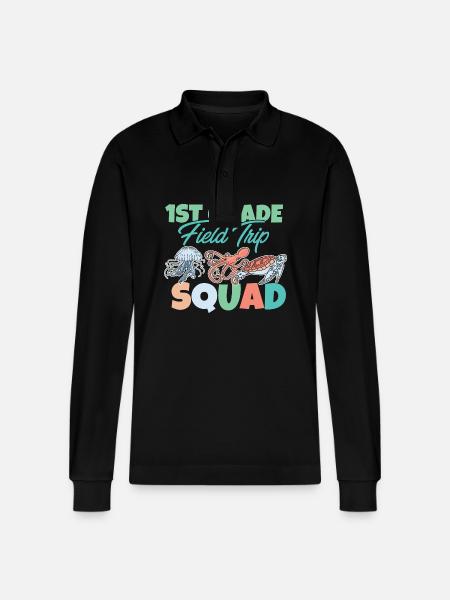 1. Klasse Exkursionstrupp Spaß Meeresbewohner - Stanley/Stella Unisex Bio-Langarm-Poloshirt Prepster - Schwarz