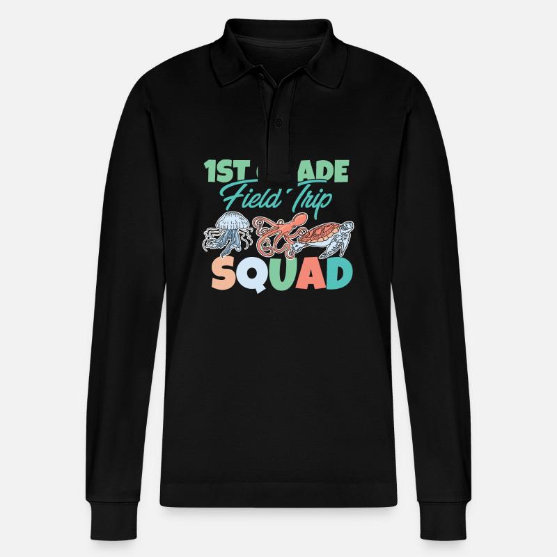 1. Klasse Exkursionstrupp Spaß Meeresbewohner - Stanley/Stella Unisex Bio-Langarm-Poloshirt Prepster - Schwarz