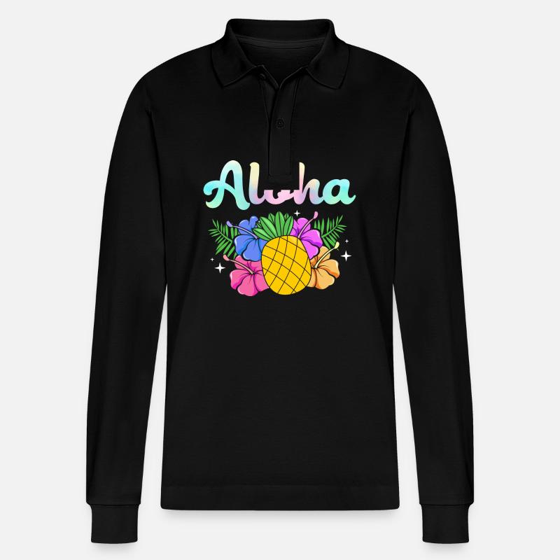Maui Hawaï Hawaïen - Polo à manches longues bio PREPSTER Stanley/Stella Unisexe - noir