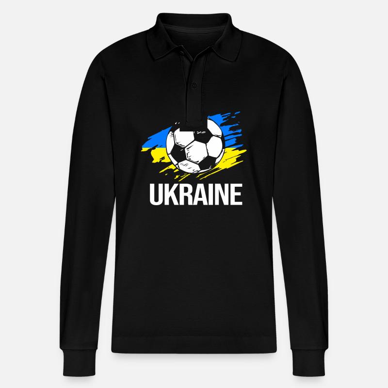 Ukraine - Stanley/Stella Unisex Bio-Langarm-Poloshirt Prepster - Schwarz