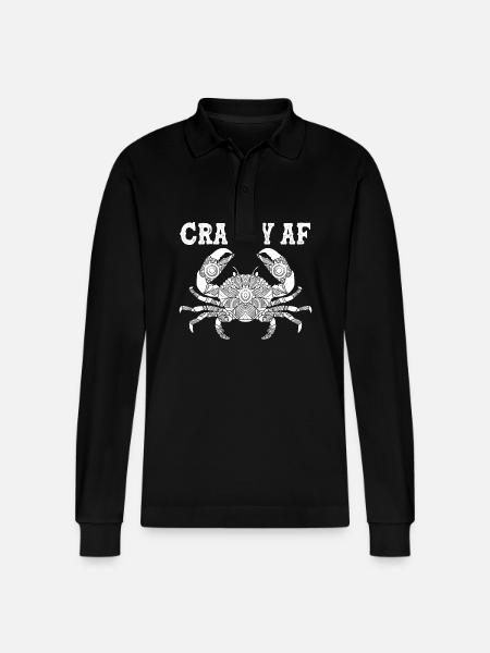 Crab - Stanley/Stella Organic Unisex Long-Sleeved Polo Shirt Prepster - black