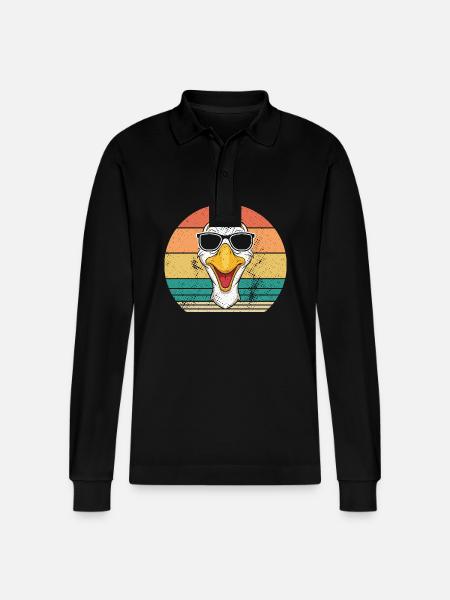 Goose - Stanley/Stella Organic Unisex Long-Sleeved Polo Shirt Prepster - black