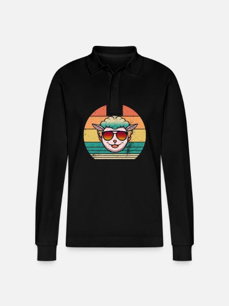 Shepherd Sheep - Stanley/Stella Organic Unisex Long-Sleeved Polo Shirt Prepster - black