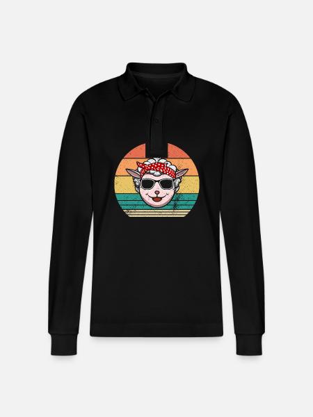 Shepherd Sheep - Stanley/Stella Organic Unisex Long-Sleeved Polo Shirt Prepster - black