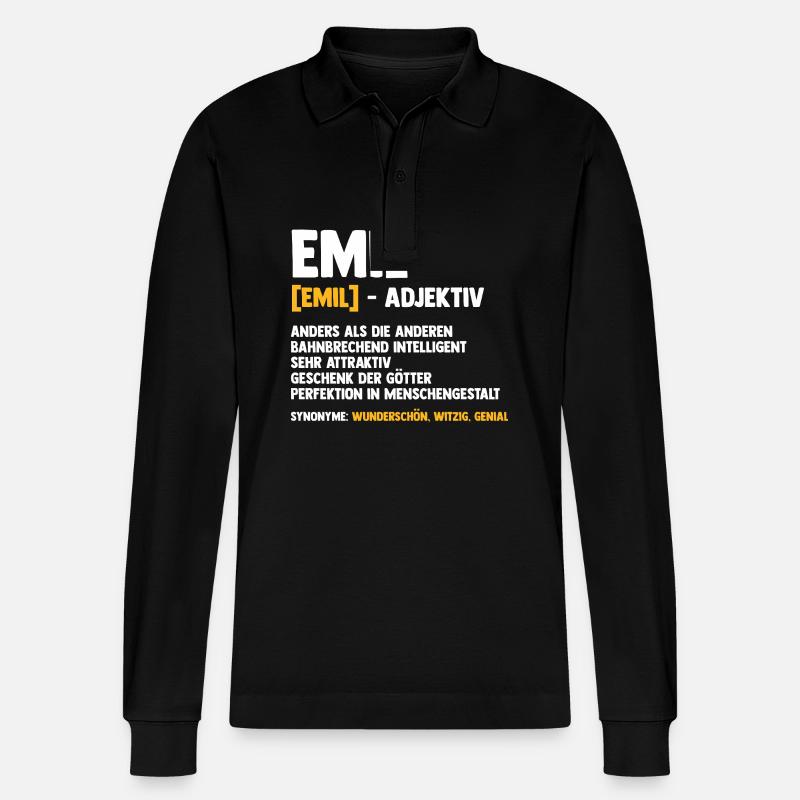 Emil - Stanley/Stella Unisex Bio-Langarm-Poloshirt Prepster - Schwarz