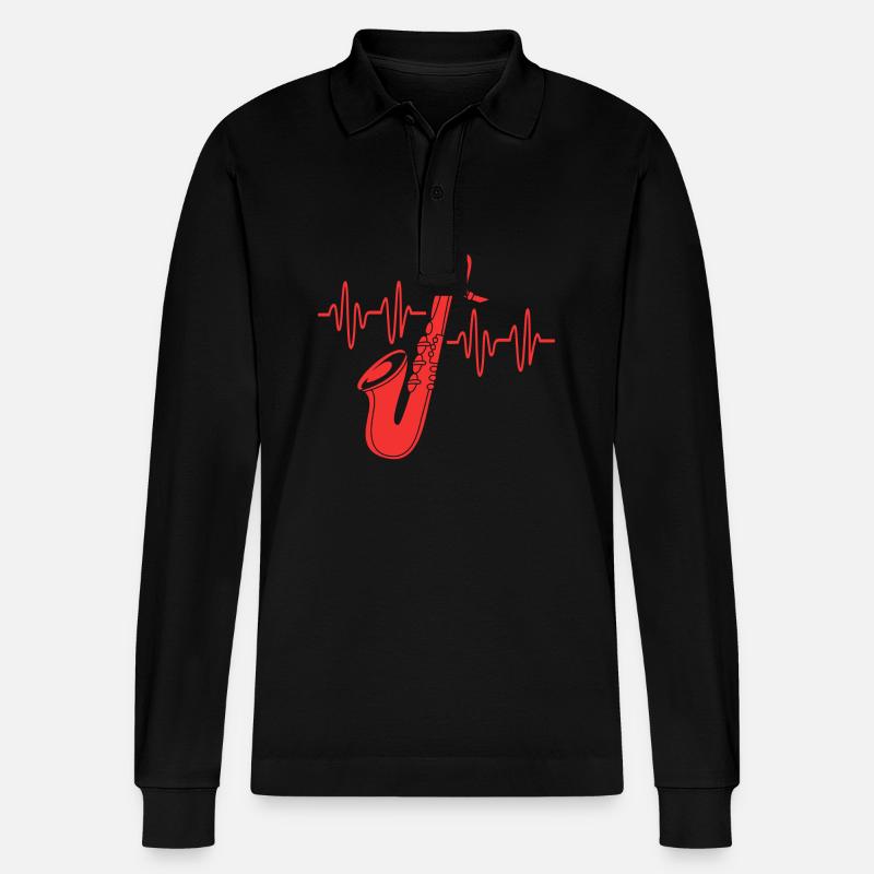 Saxophon Saxophonist - Stanley/Stella Unisex Bio-Langarm-Poloshirt Prepster - Schwarz