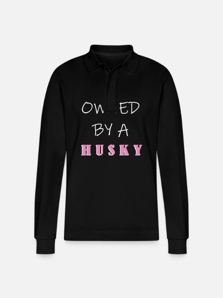 Siberian Husky - Stanley/Stella Organic Unisex Long-Sleeved Polo Shirt Prepster - black