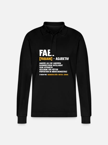 Fabian - Stanley/Stella Organic Unisex Long-Sleeved Polo Shirt Prepster - black